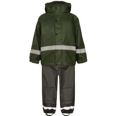 Regnsett PU barn grønn