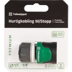 Hurtigkobling med stoppfunksjon 1/2-5/8