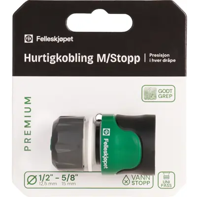 Hurtigkobling med stoppfunksjon 1/2-5/8