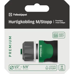 Hurtigkobling med stoppfunksjon 1/2-5/8