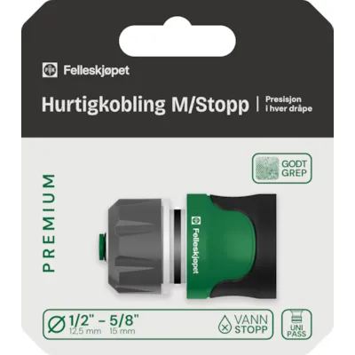 Hurtigkobling med stoppfunksjon 1/2-5/8