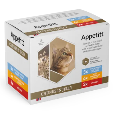 Våtfôr Menyboks mix i gele 12 stk