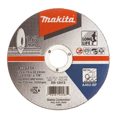 Kappeskive metall og rustfritt 125x1,6 mm