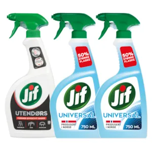 Kit med 1 utendørspray og 2 universalspray