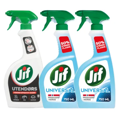 Kit med 1 utendørspray og 2 universalspray