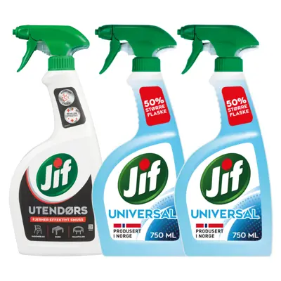 Kit med 1 utendørspray og 2 universalspray