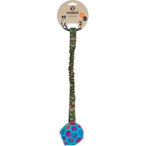 Hundeleke gummiball med strikk