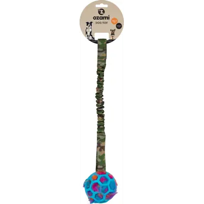 Hundeleke gummiball med strikk