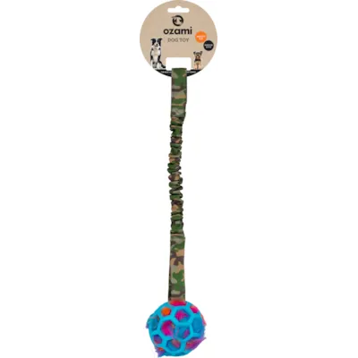 Hundeleke gummiball med strikk