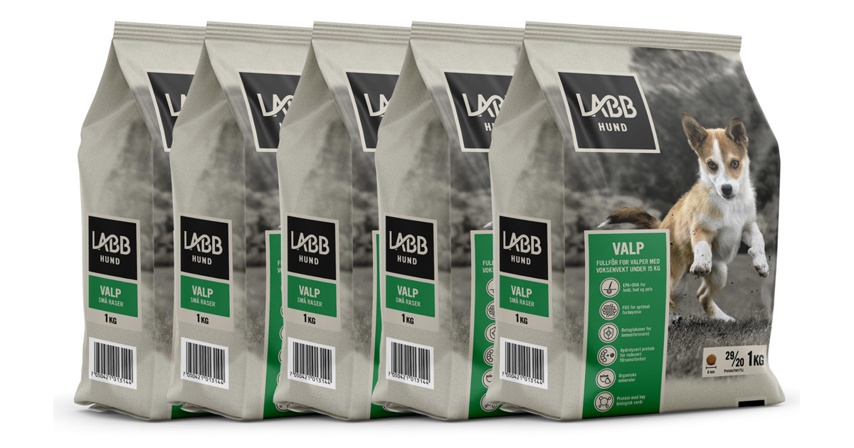 Hundefôr Valp små raser 5x3 kg | Labb | Felleskjøpet