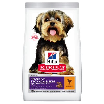 Hundefôr Sensitive Stomach & Skin Small & Mini Adult Kyllling 3 kg