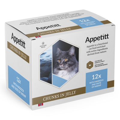 Våtfôr kolje og reke i gele 12x85 g