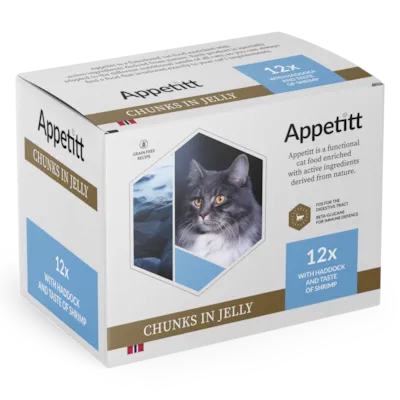 Våtfôr kolje og reke i gele 12x85 g