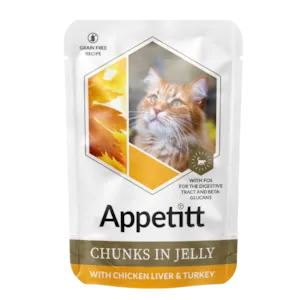 Våtfôr kyllinglever og kalkun i gele 85 g