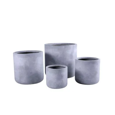 Blomsterpotte Fiberclay grå sett à 4 stk