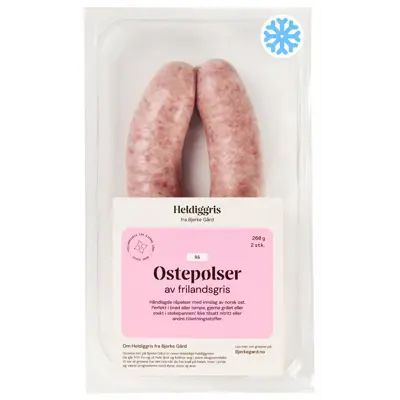 Fryste Ostepølser Rå av Frilandsgris 2 pk