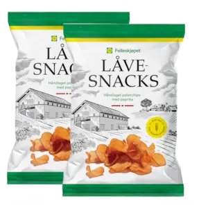 Låvesnacks potetchips paprika 2 stk à 150 g