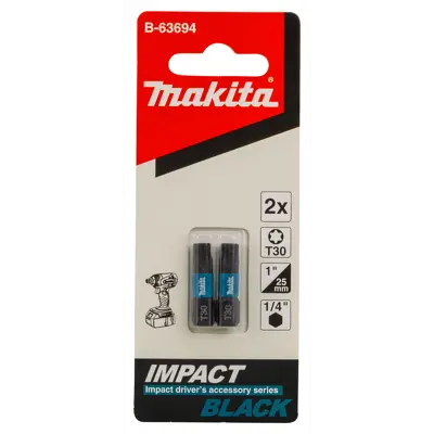 Bits T30 25 mm 1/4" Impact Black, bilde 2