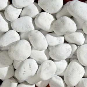 Dekorstein marmor hvit rund 10 kg