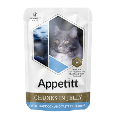 Våtfôr kolje og reke i gele 85 g