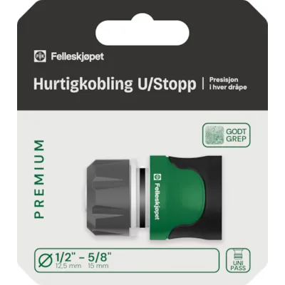Hurtigkobling uten stoppfunksjon 1/2-5/8