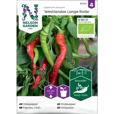 Frø chilipepper Westlandse Lange Rode økologisk
