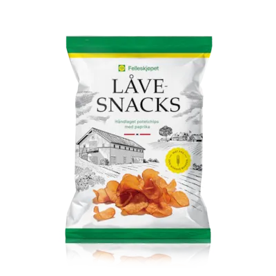 Låvesnacks potetchips paprika 150 g