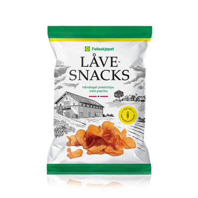 Låvesnacks potetchips paprika 150 g