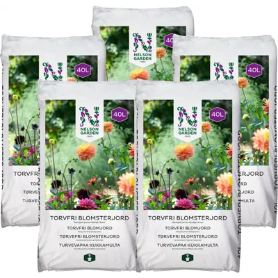 Torvfri blomsterjord 40 L - 5 pk
