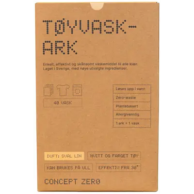 Vaskeark til klesvask Concept Zero 40 stk