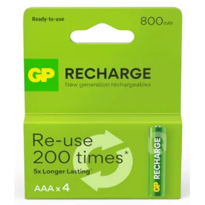 Oppladbare AAA-batteri 800mAh 4 pk