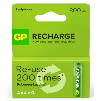 Oppladbare AAA-batteri 800mAh 4 pk