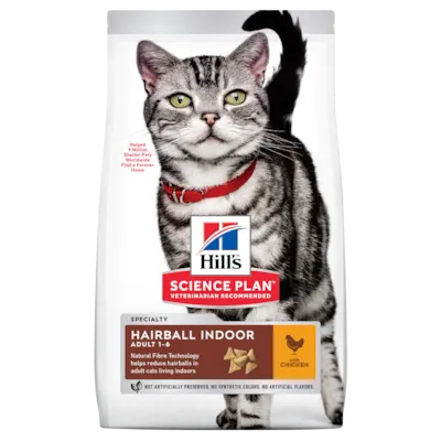 Kattemat Hairball Indoor Adult Kylling 1,5 kg