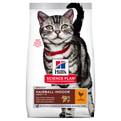 Kattemat Hairball Indoor Adult Kylling 1,5 kg