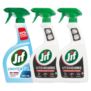 Kit med 1 universalspray og 2 utendørspray