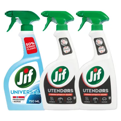 Kit med 1 universalspray og 2 utendørspray