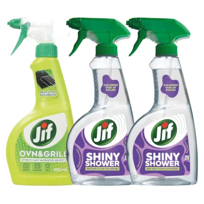 Kit med 1 ovn og grillspray og 2 dusjrengjøringspray