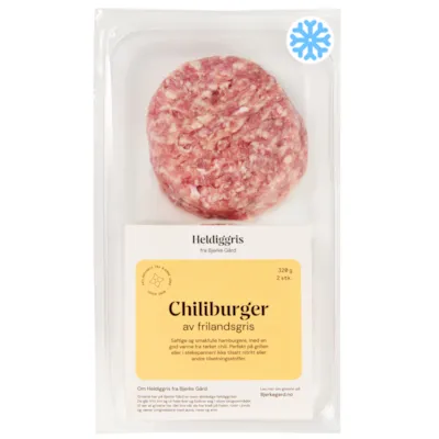 Fryst Chiliburger av Frilandsgris 2 pk