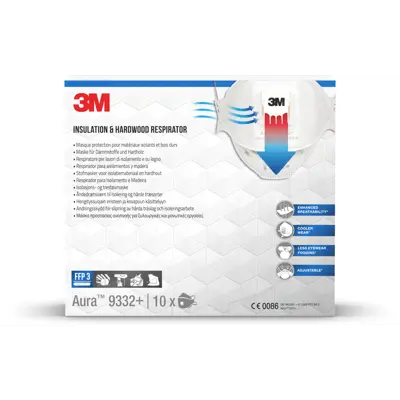 Støvmaske 9332PT FFP3 med ventil 10 pk