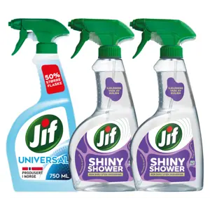 Kit med 1 universalspray og 2 dusjrengjøringspray