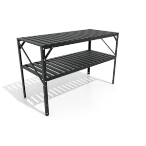 Aluminiumsbord med hylle svart