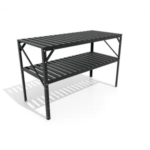 Aluminiumsbord med hylle svart