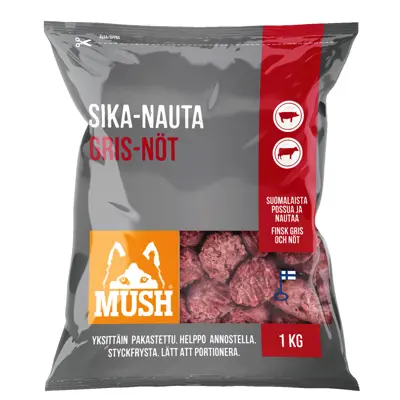 Tilleggsfôr Basic gris-okse frosset 1 kg