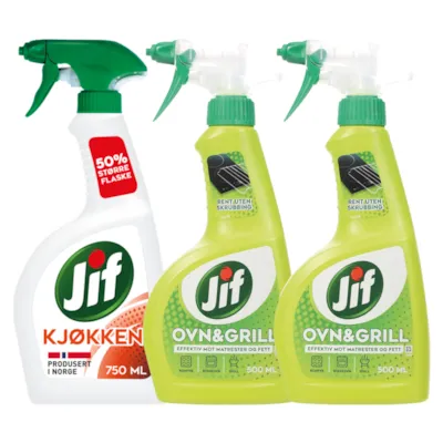 Kit med 1 kjøkkenspray og 2 ovn og grillspray