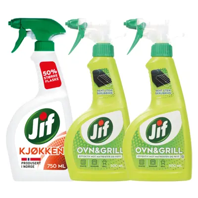 Kit med 1 kjøkkenspray og 2 ovn og grillspray