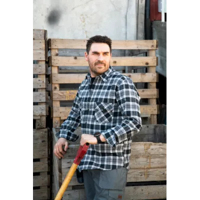 Flanellskjorte mørkgrå rutet herre