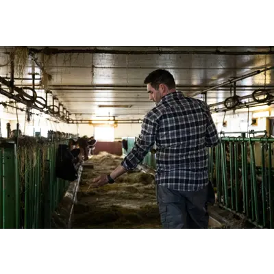 Flanellskjorte mørkgrå rutet herre, bilde 3