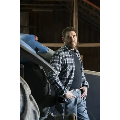 Flanellskjorte mørkgrå rutet herre, bilde 4