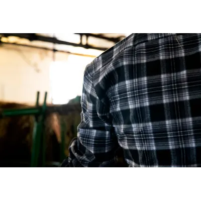 Flanellskjorte mørkgrå rutet herre, bilde 5