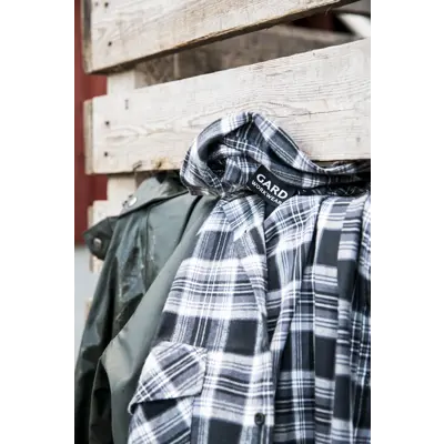 Flanellskjorte mørkgrå rutet herre, bilde 6